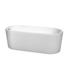 Ursula 67 Inch Freestanding Bathtub In White With Brushed Nickel Drain And Overflow Trim