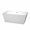 Sara 59 Inch Freestanding Bathtub In White With Brushed Nickel Drain And Overflow Trim