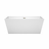 Sara 59 Inch Freestanding Bathtub In White With Brushed Nickel Drain And Overflow Trim
