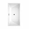Sara 59 Inch Freestanding Bathtub In White With Floor Mounted Faucet, Drain And Overflow Trim In Matte Black
