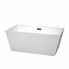 Sara 59 Inch Freestanding Bathtub In White With Matte Black Drain And Overflow Trim