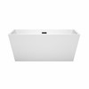 Sara 59 Inch Freestanding Bathtub In White With Matte Black Drain And Overflow Trim