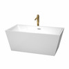 Sara 59 Inch Freestanding Bathtub In White With Polished Chrome Trim And Floor Mounted Faucet In Brushed Gold