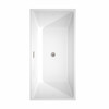Sara 63 Inch Freestanding Bathtub In White With Floor Mounted Faucet, Drain And Overflow Trim In Brushed Nickel