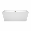 Sara 63 Inch Freestanding Bathtub In White With Brushed Nickel Drain And Overflow Trim