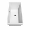Sara 63 Inch Freestanding Bathtub In White With Floor Mounted Faucet, Drain And Overflow Trim In Matte Black