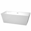 Sara 67 Inch Freestanding Bathtub In White With Polished Chrome Drain And Overflow Trim