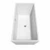 Sara 67 Inch Freestanding Bathtub In White With Floor Mounted Faucet, Drain And Overflow Trim In Brushed Nickel