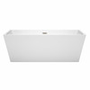 Sara 67 Inch Freestanding Bathtub In White With Brushed Nickel Drain And Overflow Trim