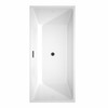 Sara 67 Inch Freestanding Bathtub In White With Floor Mounted Faucet, Drain And Overflow Trim In Matte Black