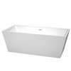 Sara 67 Inch Freestanding Bathtub In White With Shiny White Drain And Overflow Trim