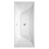 Maryam 71 Inch Freestanding Bathtub In White With Floor Mounted Faucet, Drain And Overflow Trim In Brushed Nickel