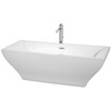 Maryam 71 Inch Freestanding Bathtub In White With Floor Mounted Faucet, Drain And Overflow Trim In Polished Chrome