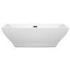 Maryam 71 Inch Freestanding Bathtub In White With Matte Black Drain And Overflow Trim