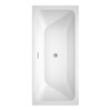 Galina 67 Inch Freestanding Bathtub In White With Floor Mounted Faucet, Drain And Overflow Trim In Brushed Nickel