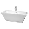 Galina 67 Inch Freestanding Bathtub In White With Floor Mounted Faucet, Drain And Overflow Trim In Polished Chrome