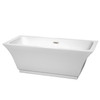 Galina 67 Inch Freestanding Bathtub In White With Brushed Nickel Drain And Overflow Trim