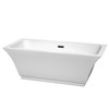 Galina 67 Inch Freestanding Bathtub In White With Matte Black Drain And Overflow Trim