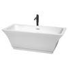 Galina 67 Inch Freestanding Bathtub In White With Polished Chrome Trim And Floor Mounted Faucet In Matte Black