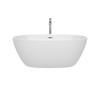 Juno 59 Inch Freestanding Bathtub In White With Floor Mounted Faucet, Drain And Overflow Trim In Polished Chrome