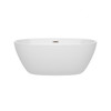 Juno 59 Inch Freestanding Bathtub In White With Brushed Nickel Drain And Overflow Trim