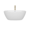 Juno 59 Inch Freestanding Bathtub In White With Shiny White Trim And Floor Mounted Faucet In Brushed Gold