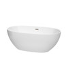 Juno 63 Inch Freestanding Bathtub In White With Brushed Nickel Drain And Overflow Trim