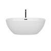 Juno 63 Inch Freestanding Bathtub In White With Floor Mounted Faucet, Drain And Overflow Trim In Matte Black