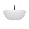 Juno 63 Inch Freestanding Bathtub In White With Polished Chrome Trim And Floor Mounted Faucet In Matte Black