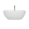 Juno 63 Inch Freestanding Bathtub In White With Polished Chrome Trim And Floor Mounted Faucet In Brushed Gold