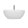 Juno 63 Inch Freestanding Bathtub In White With Shiny White Trim And Floor Mounted Faucet In Matte Black