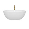 Juno 63 Inch Freestanding Bathtub In White With Shiny White Trim And Floor Mounted Faucet In Brushed Gold