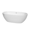 Juno 67 Inch Freestanding Bathtub In White With Polished Chrome Drain And Overflow Trim