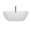 Juno 67 Inch Freestanding Bathtub In White With Floor Mounted Faucet, Drain And Overflow Trim In Matte Black