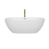 Juno 67 Inch Freestanding Bathtub In White With Polished Chrome Trim And Floor Mounted Faucet In Brushed Gold