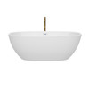 Juno 67 Inch Freestanding Bathtub In White With Shiny White Trim And Floor Mounted Faucet In Brushed Gold