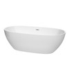 Juno 71 Inch Freestanding Bathtub In White With Polished Chrome Drain And Overflow Trim