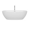 Juno 71 Inch Freestanding Bathtub In White With Floor Mounted Faucet, Drain And Overflow Trim In Polished Chrome