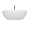 Juno 71 Inch Freestanding Bathtub In White With Polished Chrome Trim And Floor Mounted Faucet In Brushed Gold