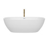 Juno 71 Inch Freestanding Bathtub In White With Shiny White Trim And Floor Mounted Faucet In Brushed Gold