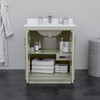 Icon 30 Inch Single Bathroom Vanity In Light Green, No Countertop, No Sink, Brushed Nickel Trim, 24 Inch Mirror