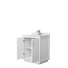 Icon 30 Inch Single Bathroom Vanity In White, White Carrara Marble Countertop, Undermount Square Sink, Brushed Nickel Trim