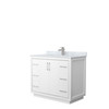 Icon 42 Inch Single Bathroom Vanity In White, White Carrara Marble Countertop, Undermount Square Sink, Brushed Nickel Trim