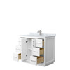 Icon 42 Inch Single Bathroom Vanity In White, White Carrara Marble Countertop, Undermount Square Sink, Brushed Nickel Trim