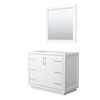 Icon 42 Inch Single Bathroom Vanity In White, No Countertop, No Sink, Brushed Nickel Trim, 34 Inch Mirror
