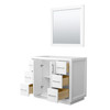 Icon 42 Inch Single Bathroom Vanity In White, No Countertop, No Sink, Brushed Nickel Trim, 34 Inch Mirror
