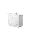 Icon 42 Inch Single Bathroom Vanity In White, Carrara Cultured Marble Countertop, Undermount Square Sink, Satin Bronze Trim