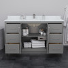 Icon 60 Inch Single Bathroom Vanity In Dark Gray, No Countertop, No Sink, Matte Black Trim, 58 Inch Mirror