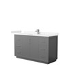Icon 60 Inch Single Bathroom Vanity In Dark Gray, Carrara Cultured Marble Countertop, Undermount Square Sink, Brushed Nickel Trim