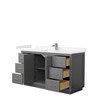 Icon 60 Inch Single Bathroom Vanity In Dark Gray, Carrara Cultured Marble Countertop, Undermount Square Sink, Brushed Nickel Trim